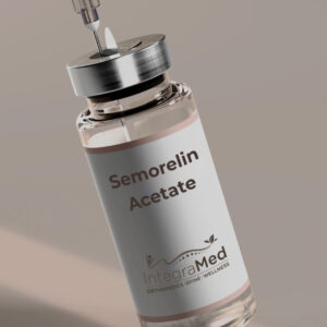 Sermorelin peptide vial for growth hormone support and anti-aging therapy