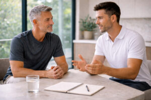 Patient consulting with a healthcare provider to learn about Tesofensine weight loss therapy